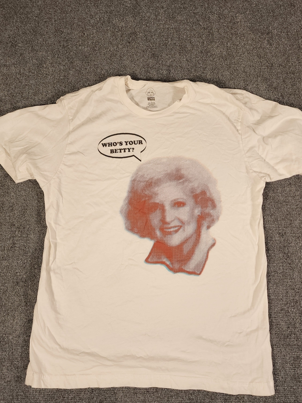 White Short-Sleeve Tee with Red Portrait Graphic
